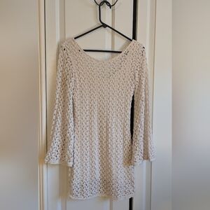 Free People Bell Sleeve Cream Crochet Dress